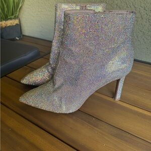 Gianni Bini Rhinestone Embellished Annina Silver Booties